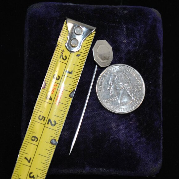 Antique/Vintage Sterling Silver Octagon Stick / Tie Pin - Picture 9 of 10
